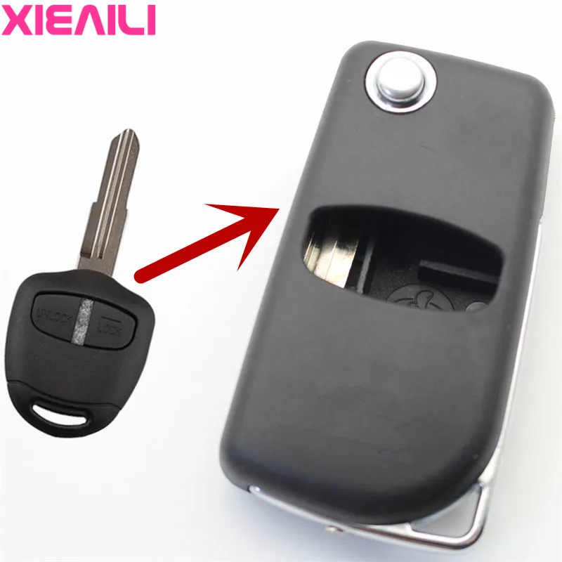 Складной чехол для ключей XIEAILI OEM с 2 кнопками корпус Mitsubishi Pajero/Grandis/Outlander брелок