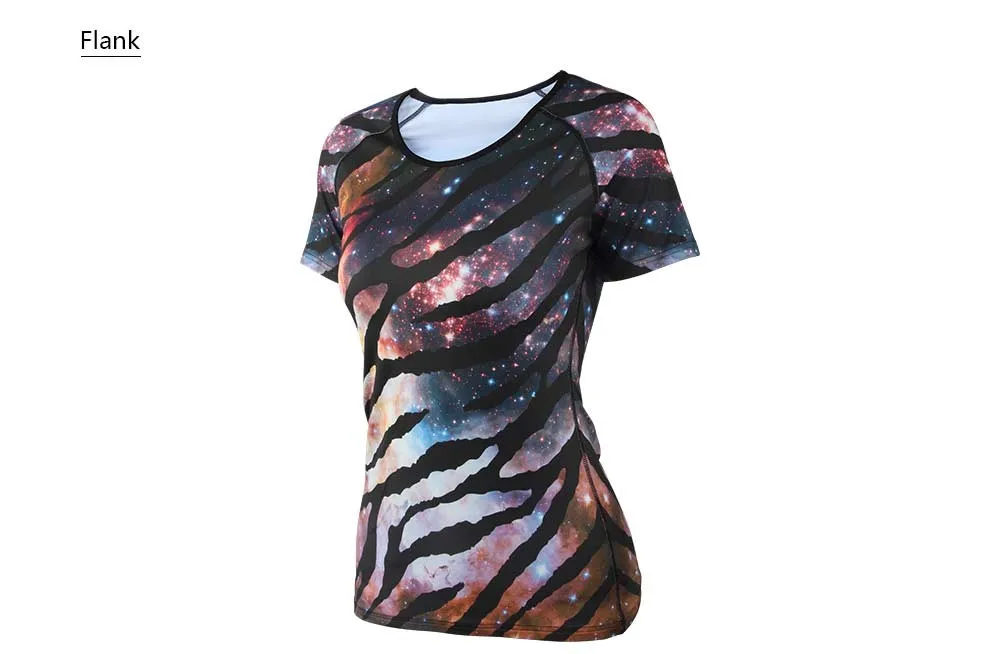 FORUDESIGNS/персидские смешанные цветные женские уличные сухие быстросохнущие футболки для бега с коротким рукавом футболки топы Спортивная ткань футболка