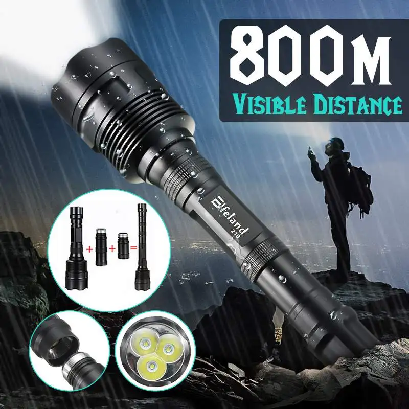 

800lm Elfland Portable WorkLamp 3xT6 COB LED flashlight Magnetic zoomable Worklight 5 modes Rechargeable waterproof use 18650