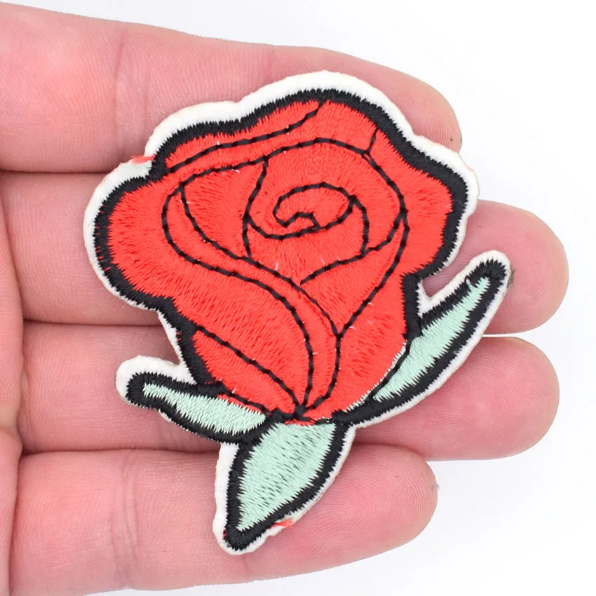 1 Pcs Top Patches Red Rose Flowers Patch 3D Sticker Embroidery Motif ...