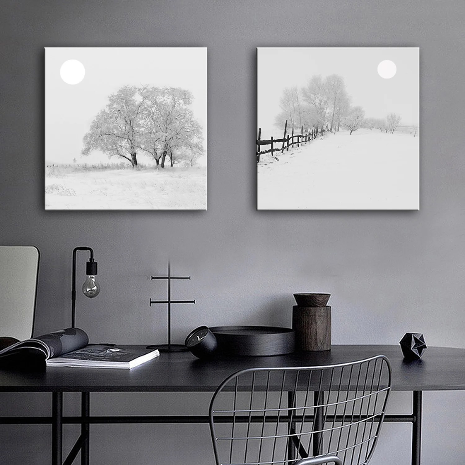 

Drop Shipping 2 Piece Canvas Art Set Wall Art Canvas Landscape Winter Modular Pictures for Living Room Bedroom Home Decoration