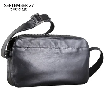 

Men Bags Shoulder Sling Crossbody Genuine Leather Clutches Bag Zipper Travel Small Messenger Handbag Sheepskin Male Mini Bag