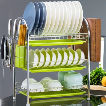 

Two-tier Storage Rack Household Drain Rack Dish Rack Kitchen Cabinet Three-tier Dish Rack Storage Bowl Shelf