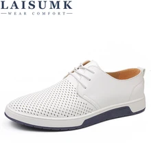 LAISUMK Brand Summer Men Leather Casual Shoes Fashion Breathable Holes White Leisure Shoes Flats Big Size 37-48 Driver Footwear LAISUMK Brand Summer Men Leather Casual Shoes Fashion Breathable Holes White Leisure Shoes Flats Big Size 37-48 Driver Footwear