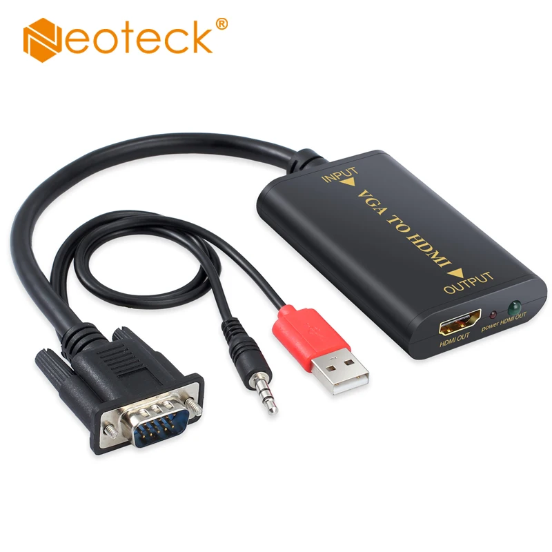 Neoteck 1080P VGA к HDMI адаптер преобразователь с 3 5 мм аудио AV HD ТВ видео кабель VGA2HDMI для