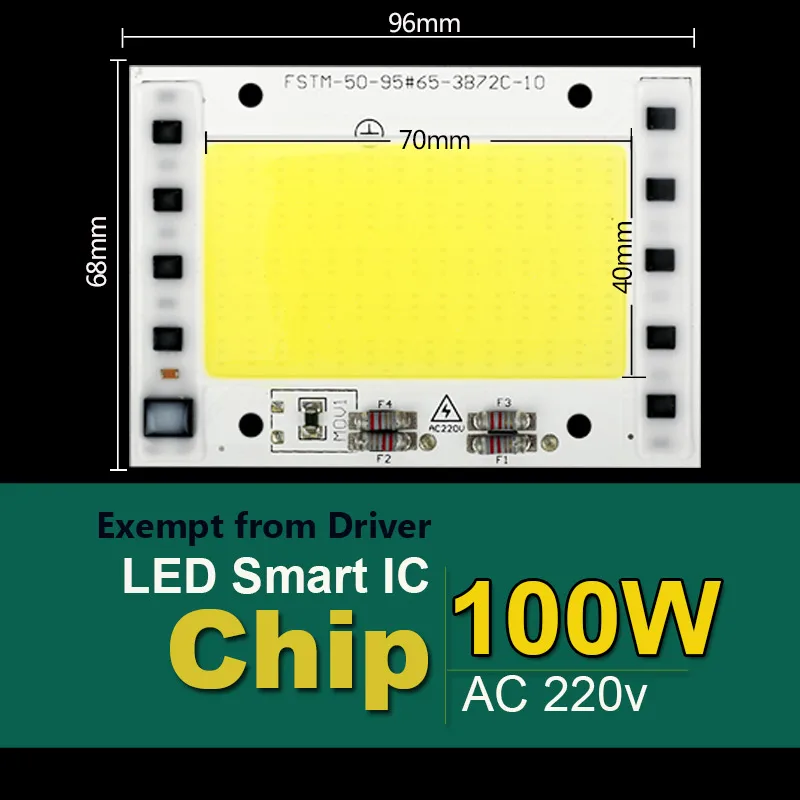 COB Светодиодный лампа 100 Вт 50 Вт 30 Вт, 20 Вт, 220V Вход светодиодный чип смарт-ic Fit без драйвер светодиодный светильник для Светодиодный прожектор, точечный светильник - Испускаемый цвет: 100W