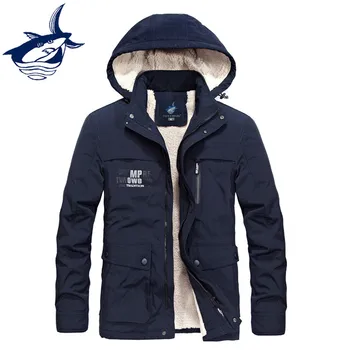 

High Quality Brand Tace & Shark Men's Parka Coat Fleece Liner Thick Thermal Hood Windproof Winter Jacket Men Casual Overcoat