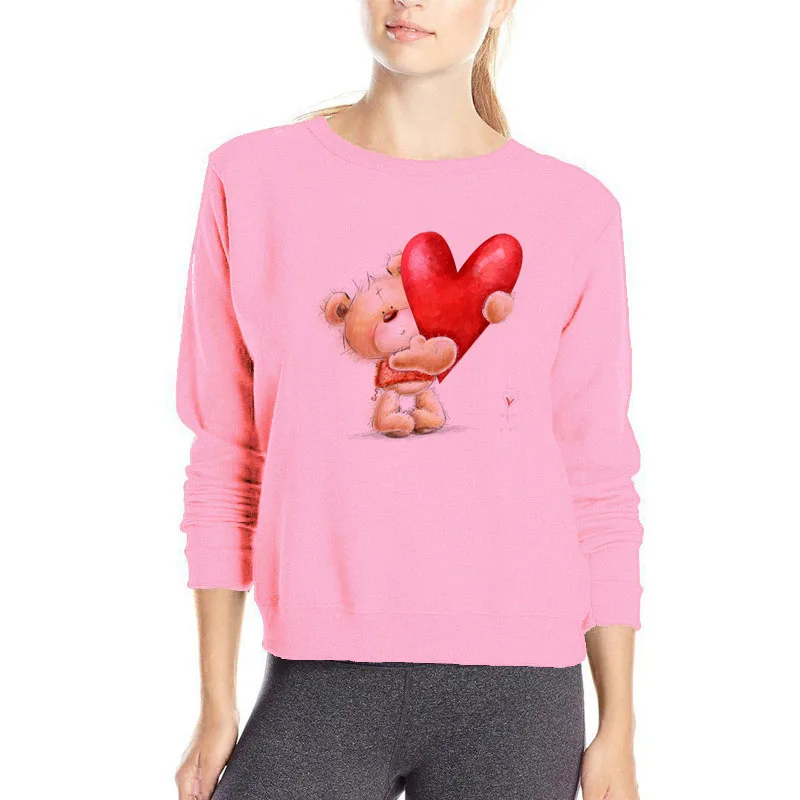 

Милые толстовки с сердечком медведем популярная уличная одежда горячая Распродажа толстовка с мультяшным медведем женская повседневная одежда harajuku kpop