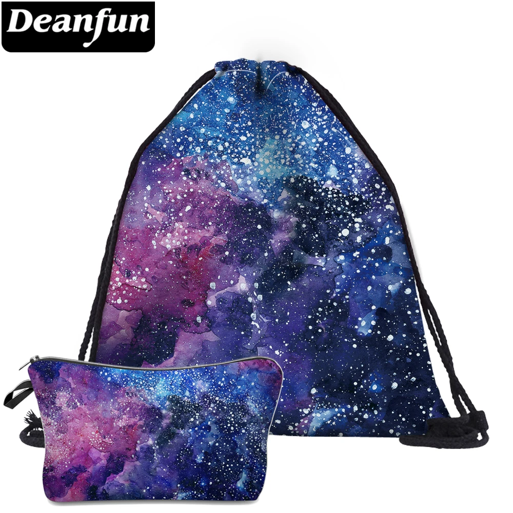 Deanfun 2 шт сумки на шнурке 3D печатные звездное небо модные школьные сумки для женщин