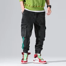 Осень Новая мода Cargo Joggers Для мужчин хлопок Повседневное уменьшают уличной Для мужчин s бегунов Брюки