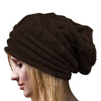 

Hot Women Winter Hat Wool Knitted Beanies Cap Natural Fur Pompom Hats Solid Colors Ski Gorros Cap Female Causal Hat