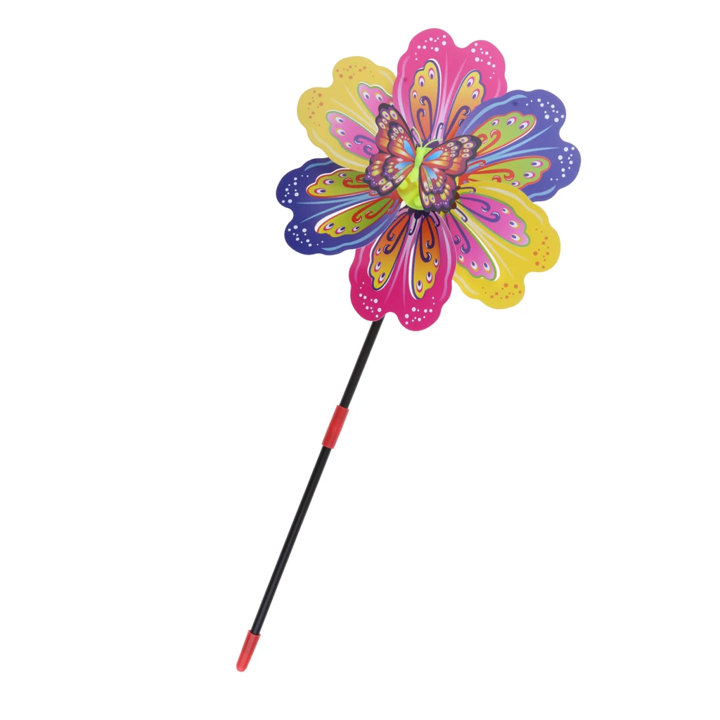 3D Butterfly Colorful Windmill Wind Whirligig Yard Garden Decor Kids Toy