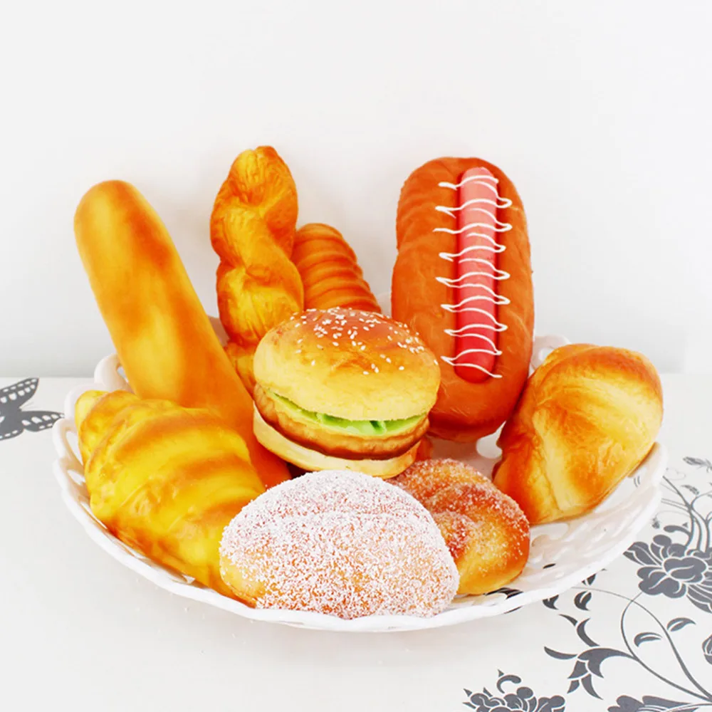 

Simulation Hot Dog Bread Decompression Vent Toy Hamburger Cake Squeezing Slow Rebound for Children Kids Toys Gadget