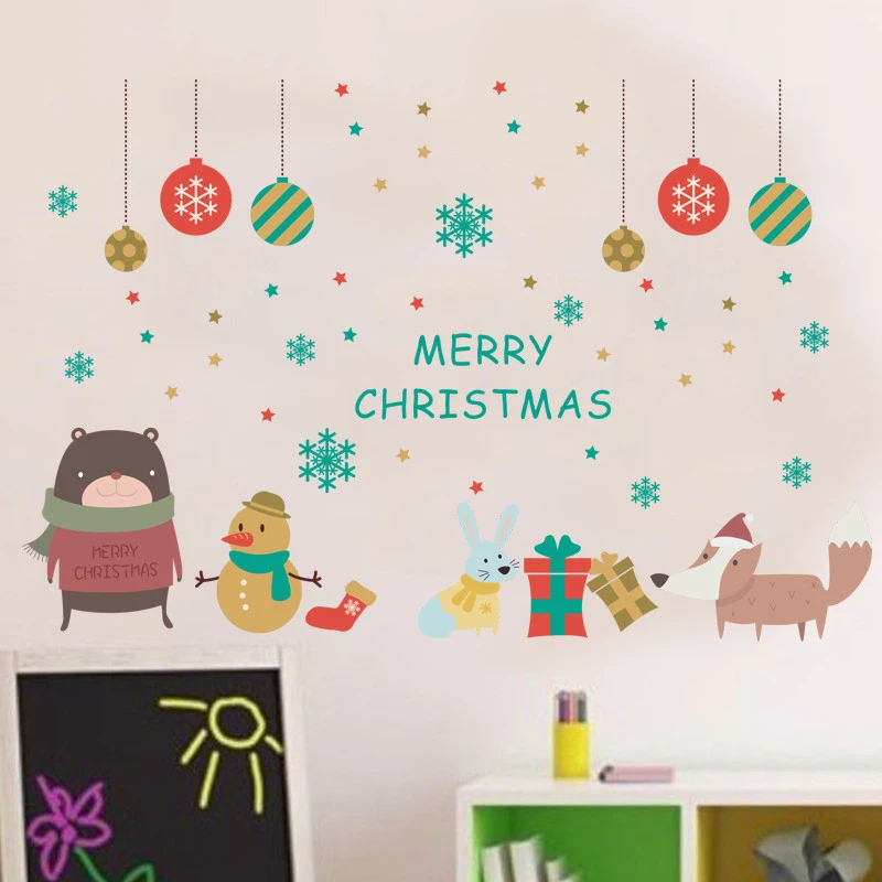 Merry Christmas Festival Wall Stickers Living Room Decorative Decoration Home Diy Xmas Pvc Quotes Mural Art Decals