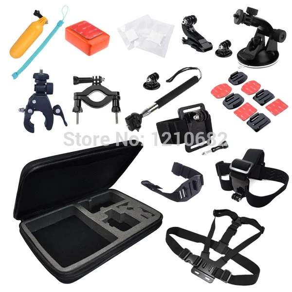

Go pro Accessory Set+Kit Chest Head Strap Floating Grip Monopod Case Chest Strap for xiaomi yi GoPro Hero 3 3+ 4 5 session