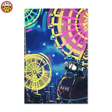 Колесо обозрения краска собственного приготовления по количеству художественная роспись по номерам рисунок картина ручной работы декоративные картины на стену