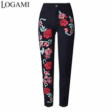 LOGAMI джинсы с высокой талией, женские джинсы с цветочной вышивкой, джинсы, женские штаны,, модные новые