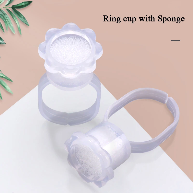

Permanent Makeup Supply Tattoo Ring Caps Tools Disposable Microblading Accessories Pigment Holder Ink Cups with Sponge for Sale
