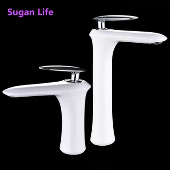 

Sugan Life new arrive Fashion Style Home Multi-color Bath Basin Faucet Cold and Hot Water Taps black White bathroom mixer F157