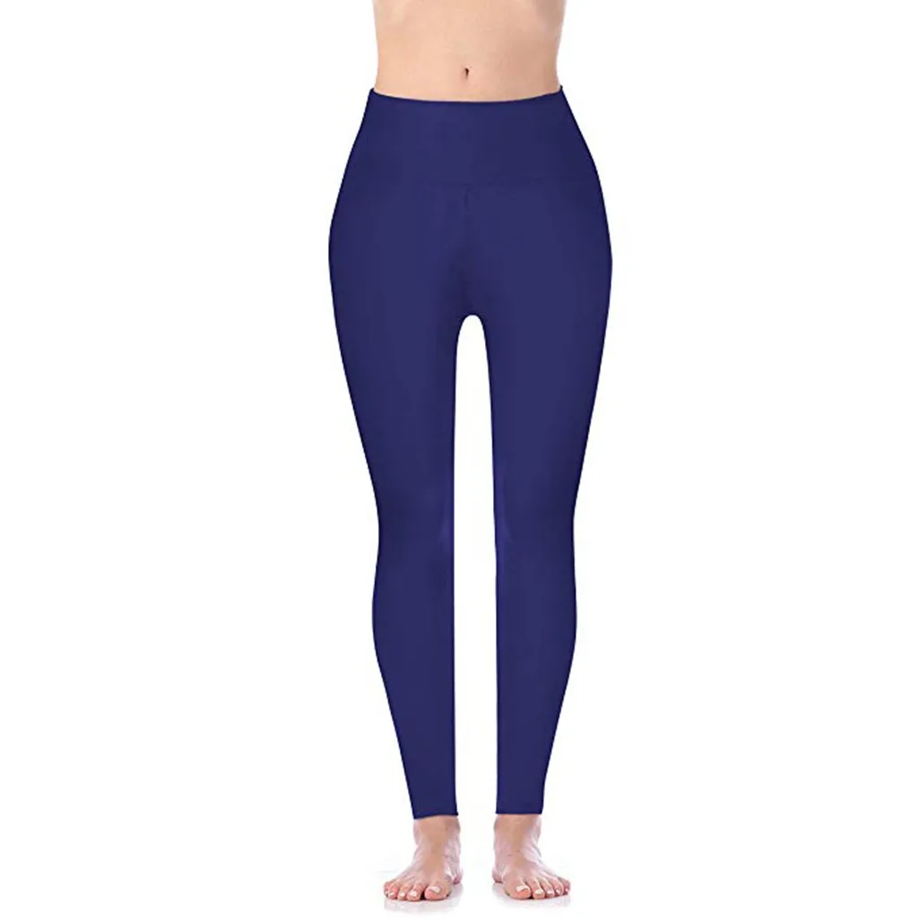 

2019 Spring Summer New Women's High Waist And Tight Fitness Yoga Pants Nude Hidden Pocket Solid Color Yoga Pants