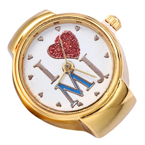 

Lady Girl Golden Tone Round Elastic Alloy Quartz Watches Creative Finger Ring Watch