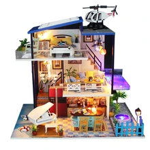 Миниатюрный DIY кукольный домик с самолетом 3D деревянный кукольный домик Миниатюрный Кукольный домик набор мебели игрушки для детей Подарки
