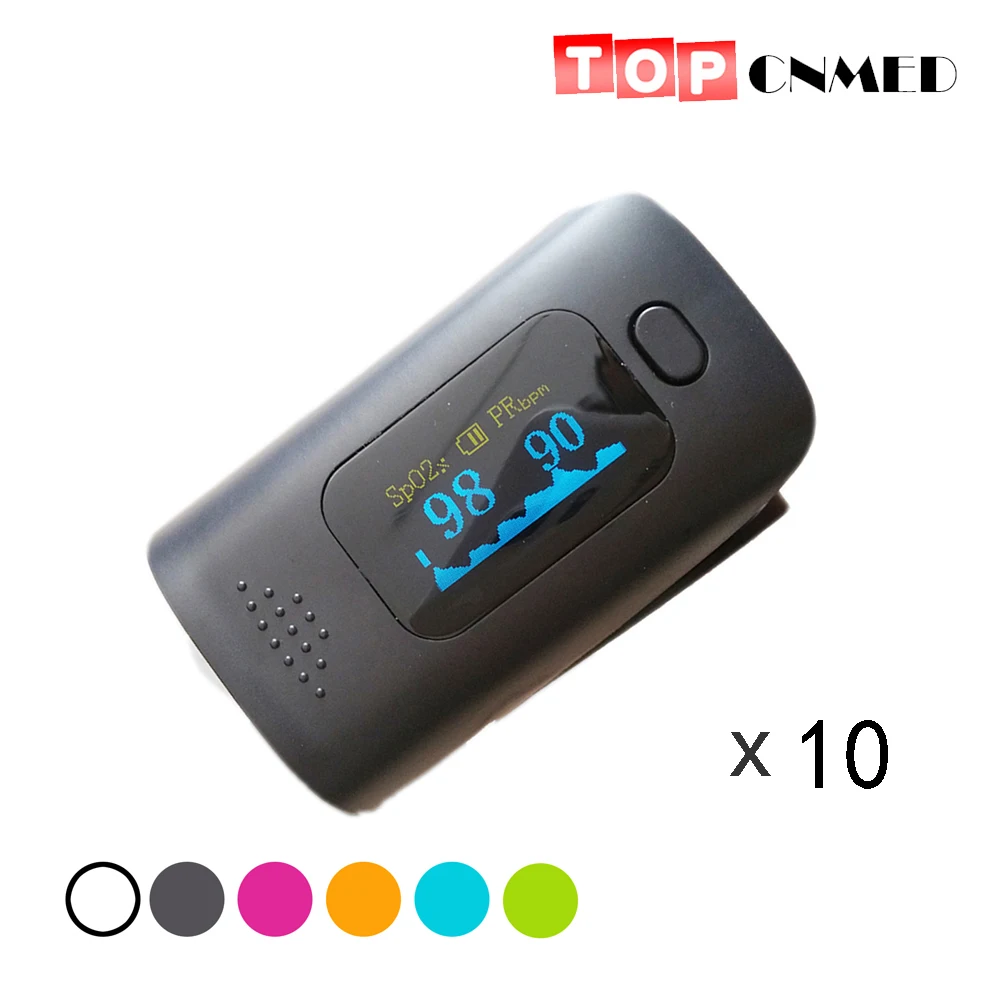 

10pcs Colorful Oximeter SPO2 PR Fingertip Pulse Oximeter Blood Oxygen SpO2 Alarm & Setting 6 color available