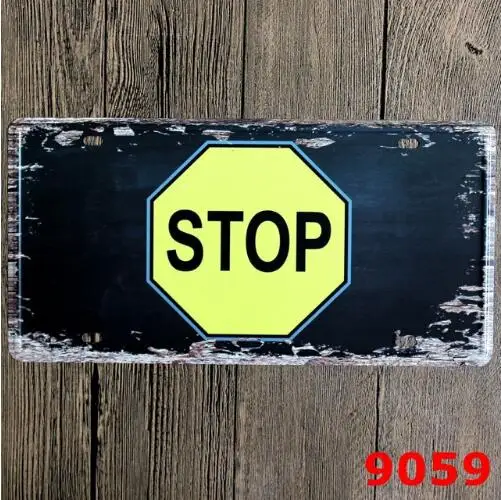 

Souvenir letter slogan" STOP " Metal vintage License Plate number tin sign cafe pub wall decor 30*15 CM