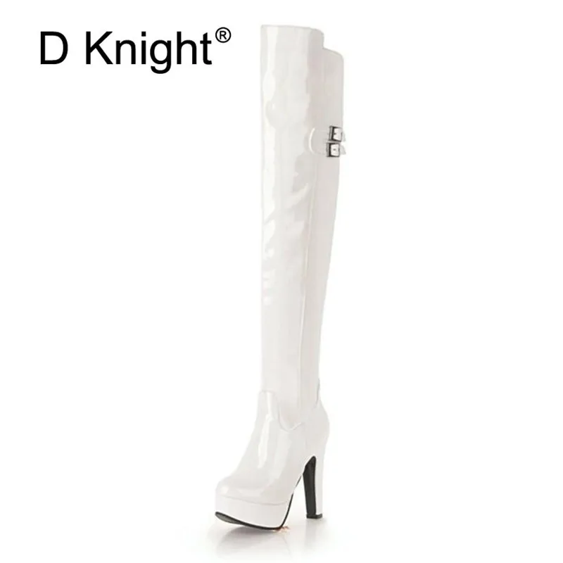 P12 Para P12 La Black Señora Negro Stiletto Sexy Sobre Dance Add Alta red Plataforma Fur Las Muslo Del white Charol Rojo De Mujeres P12 black Rodilla Pole P12 Arranque Botas xvR7T4