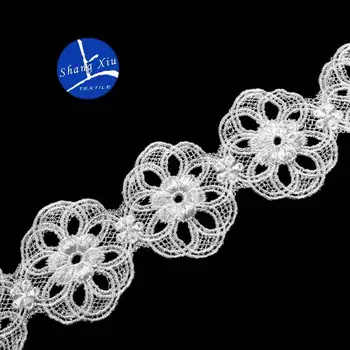 

15Yards White Embroidered Lace Edge Trim Ribbon Flower Appliques DIY Sewing Crochet Fabric Edging Trimmings For Wedding Dress