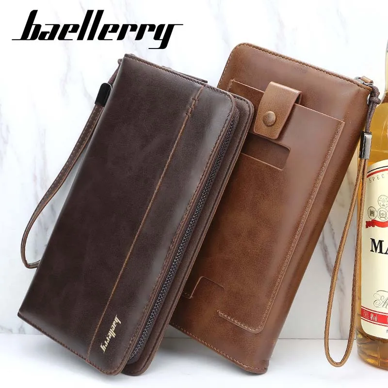 Baellerry большой вместительный кошелек клатч мужские кожаные кошельки на молнии