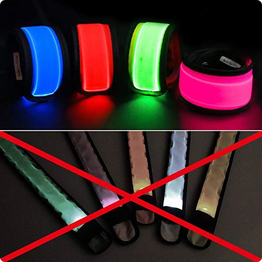 Flash Deal 2 Pack Running Light Sports LED Wristbands Adjustable Glowing Bracelets for Runners Joggers Cyclists Riding Safety Bike Bicycle 3