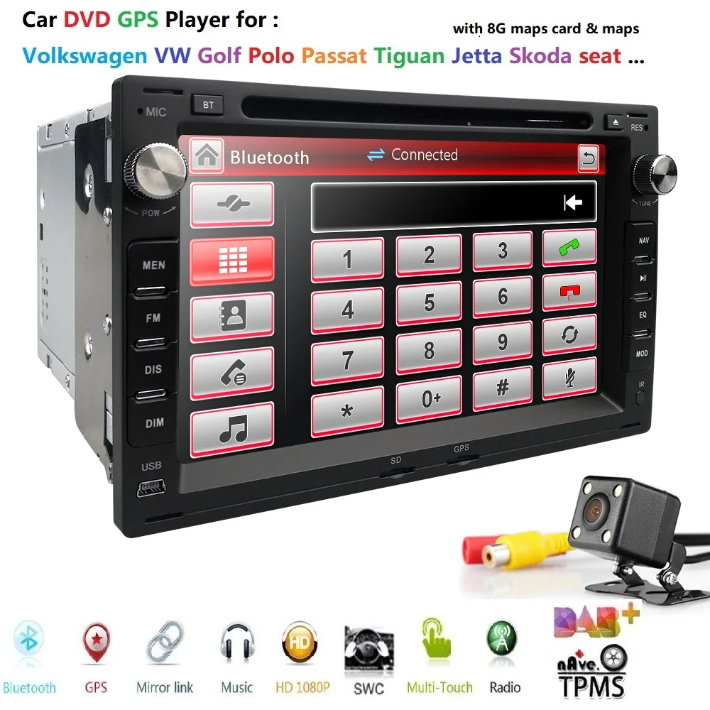 2DIN автомобильный GPS навигатор подходит для VW Volkswagen Passat Jetta CITI CHICO TRANSPORTER T5 Golf Polo MK3 MK4