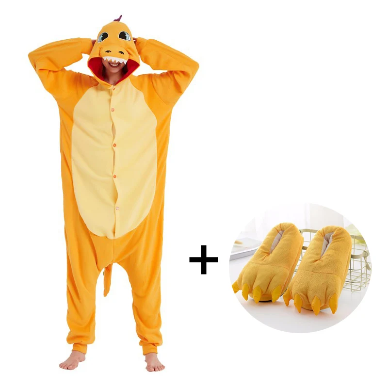 Soft-Adult-Onesies-For-Women-Kigurumi-Men-Pajamas-Onesies-Cartoon-Charmander-Dragon-Party-Winter-Pyjamas-Pokemon