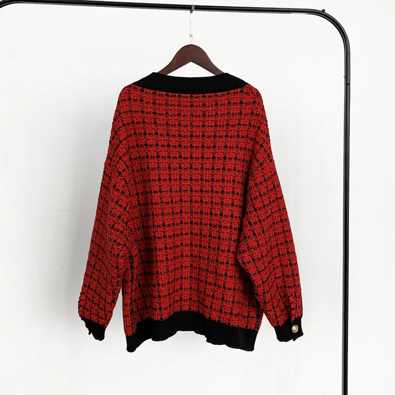 Women's Classy Plaid Knitted Sweater-3