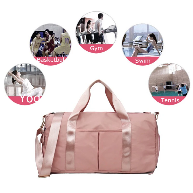 Наружные спортивные сумки для спортзала, Женская Мужская Фитнес-сумка для тренировок, сумки для йоги, розовые ультралегкие дорожные сумки для хранения, сумка-тоут с мешочком для обуви