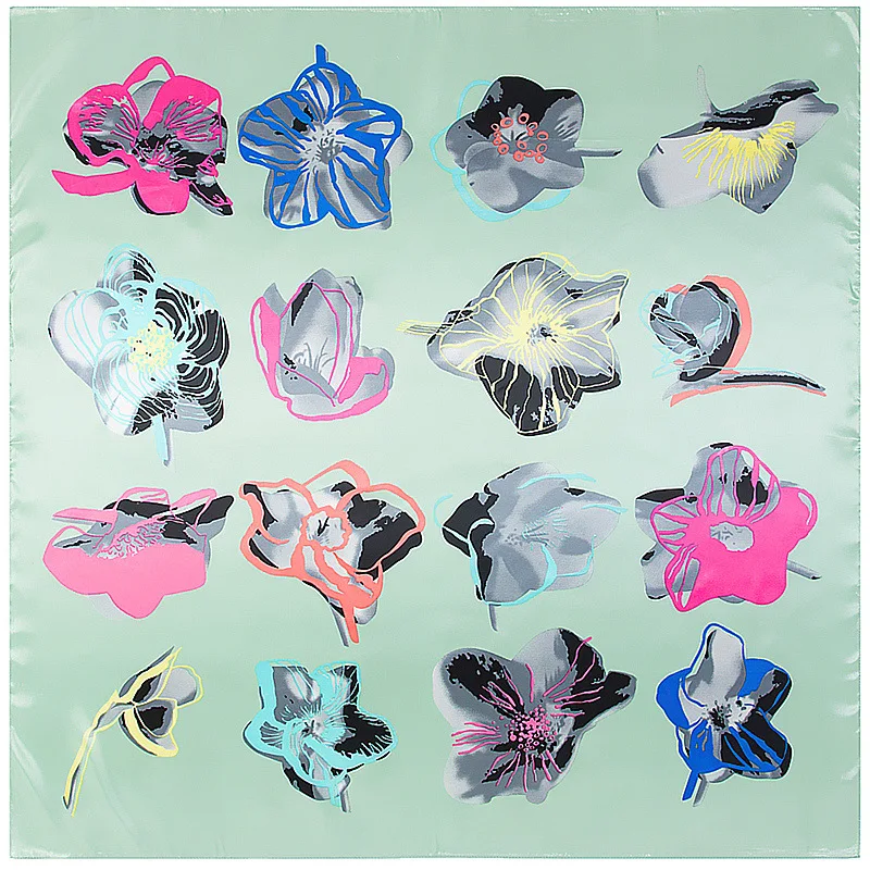 Abstract Painted Flowers Square Scarf Silk Feeling 90cm Scarves Match Apparel font b Accessory b font