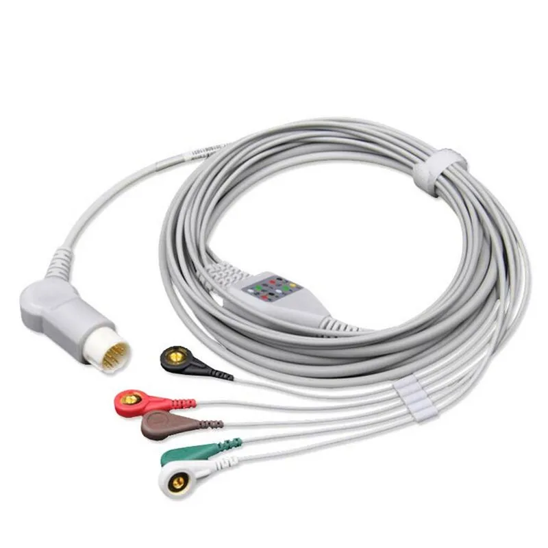 Compatível para Philips Cabo de Ecg do Monitor Vm6 5 Leva Paciente Uma Peça Cabo Ecg Leadwires Snap Aha. Tpu – hp 12pin Mp20 30