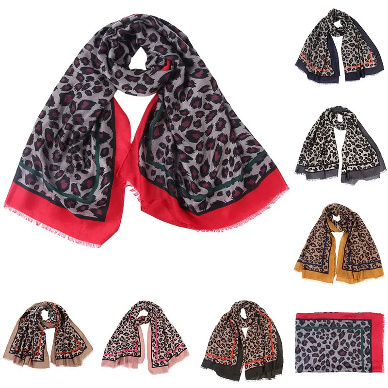  Women Ladies Leopard Print Scarf Wrap Shawls Headband Soft Shawl Long women's scarves handkerchief 