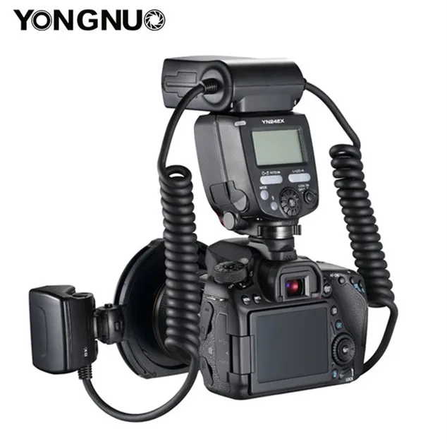 Вспышка Yongnuo YN24EX E TTL для макросъемки камер Canon EOS 1Dx 5D3 6D 7D 70D 80D с 2 головками вспышки