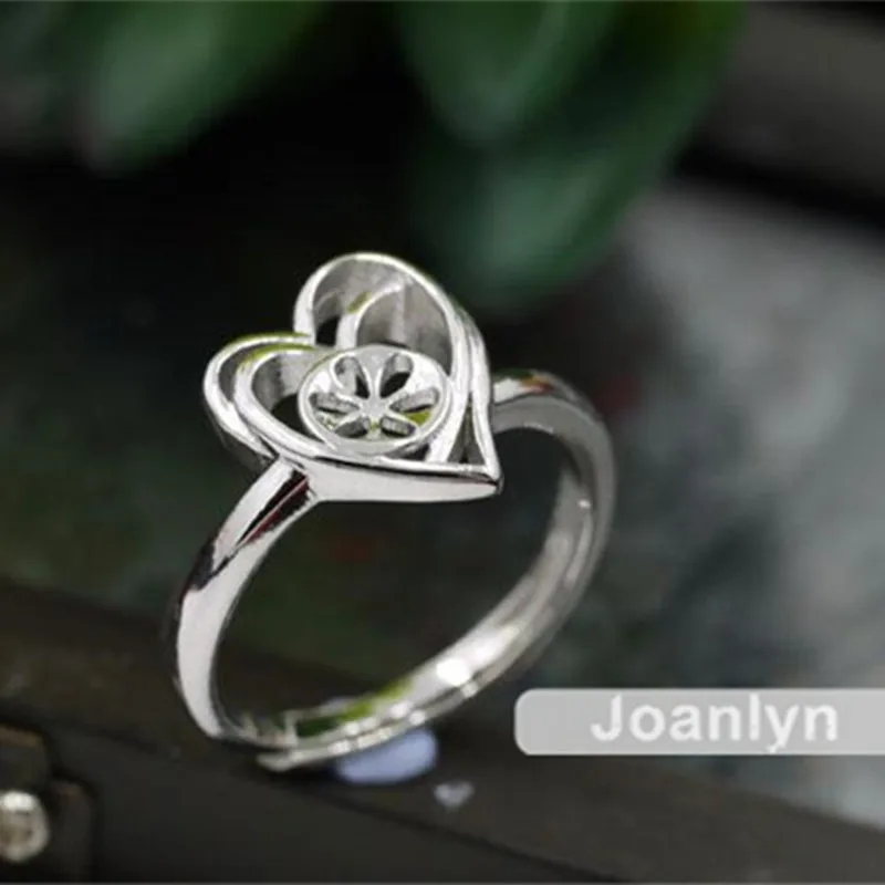 Кольцо Joanlyn для 8 мм-10 мм круглых бусин с покрытием из белого золота регулируемое