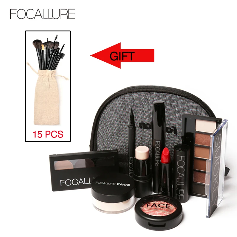 

FOCALLURE Makup Tool Kit 8 PCS Including Eyeshadow Matte Lipstick With Makeup Bag Makeup Set And 15pcs Makeup Brush For Gift