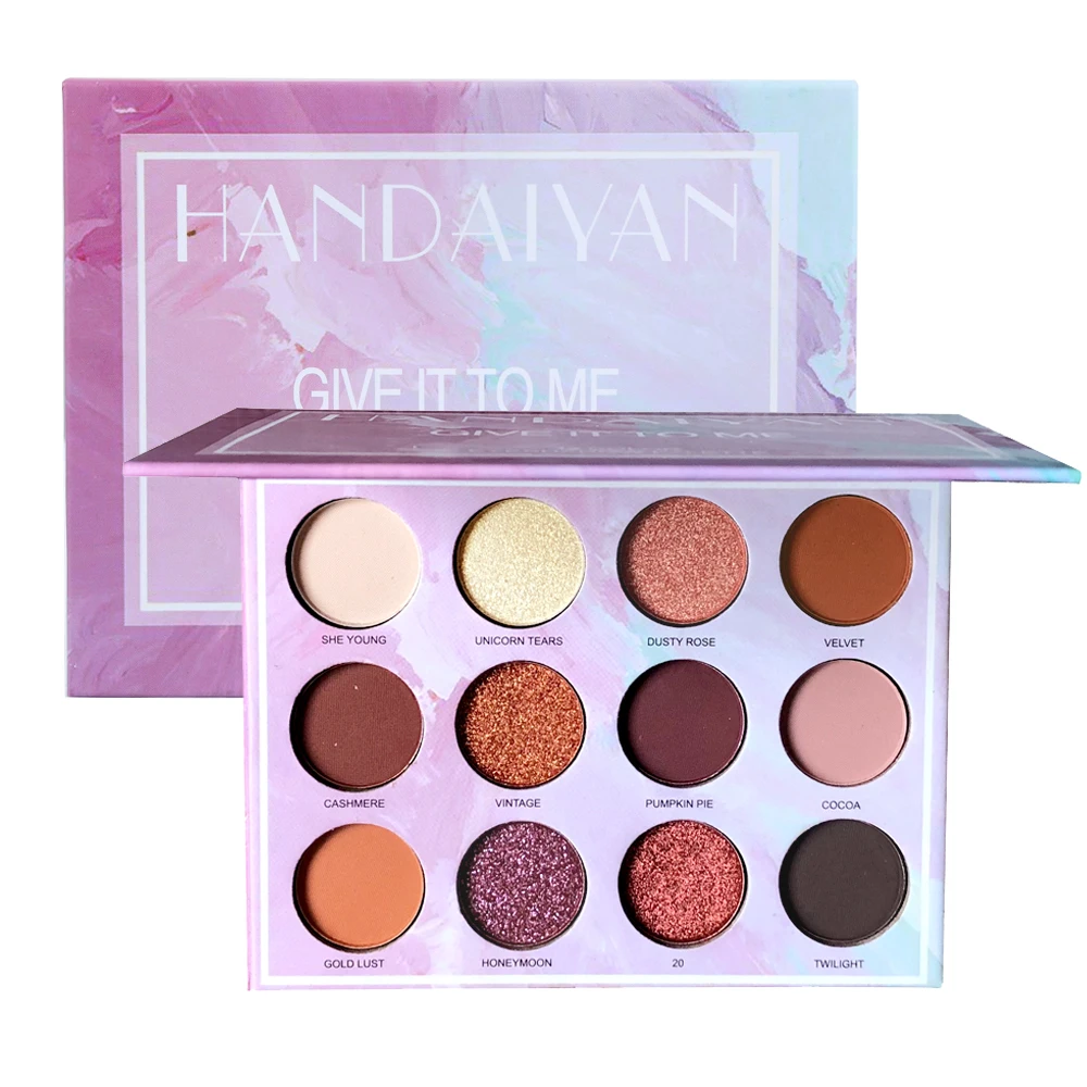 

HANDAIYAN New Arrival 12 Color Eyeshadow Pallete Glitter Makeup Matte Eye shadow Powder Make up Palette Women Cosmetic Gift Set