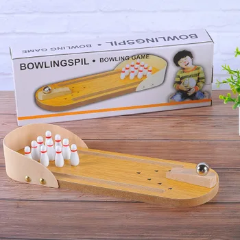 

Wooden bowling mini kids puzzle wooden toys parent-child interaction stress reduction creative board game toys