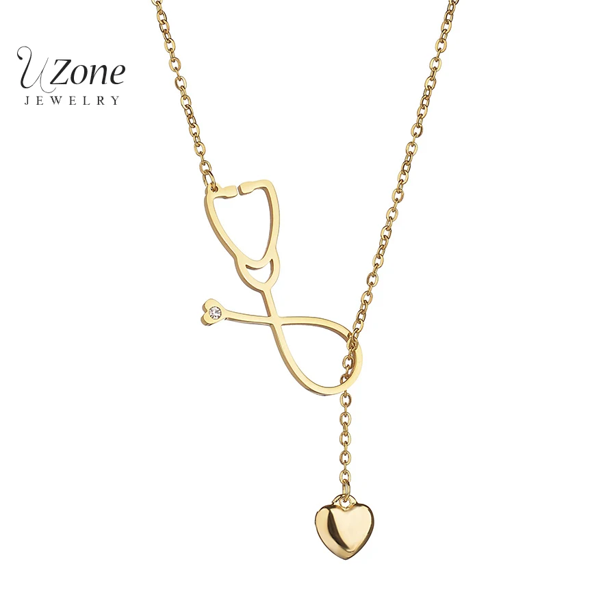 New Trendy Wedding Heart Doctor Jewelry Stethoscope Collar Gold Color
