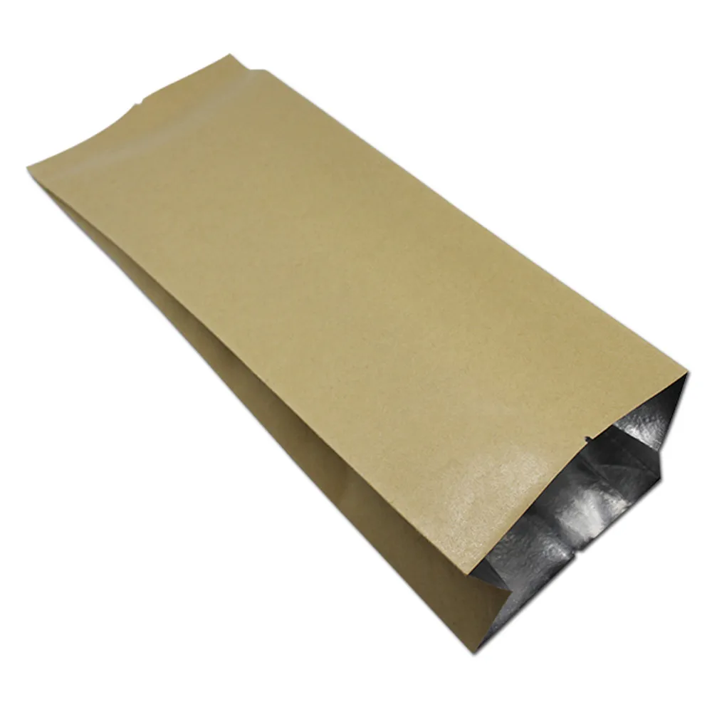 DHL Brown Top Open Aluminum Foil Food Storage Kraft Paper Packing Bag