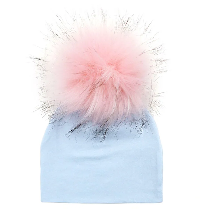 GZHilovingL Brand Newborn Kids Baby Boys Girls Warm Winter Spotted Cotton Beanie Fur Pom Pom Bobble Hat Cap Winter Warm Hat