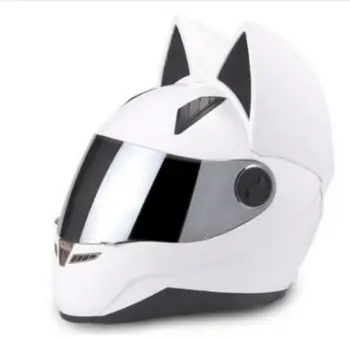 

Personality cat ear motorcycle helmet full helmet four seasons sun protection motorcycle racing men and women summer helmet horn