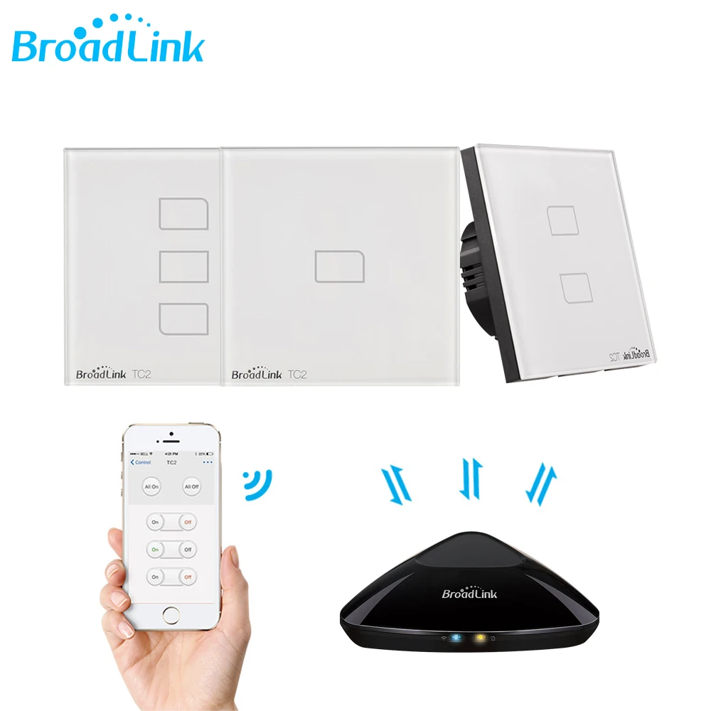 Broadlink TC2 EU Standard 433Hhz Wall Light Switch Wifi Wireless Smart ...