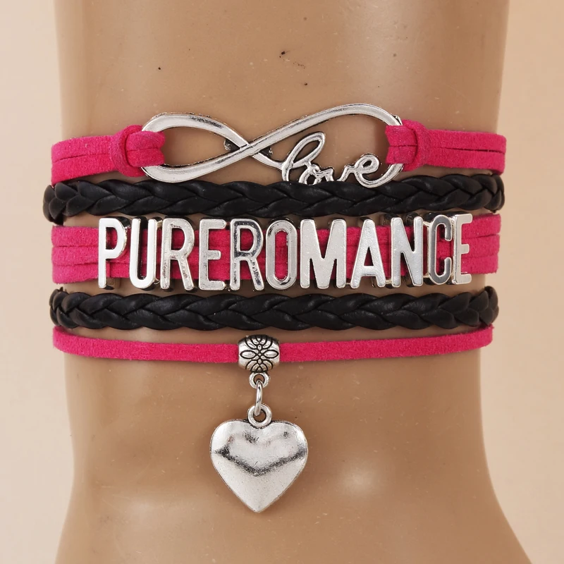 

(10Pcs/Lot) Infinity love PURE ROMANCE Bracelet & Bangles heart charm leather handmade Bracelets Jewelry For Women Men